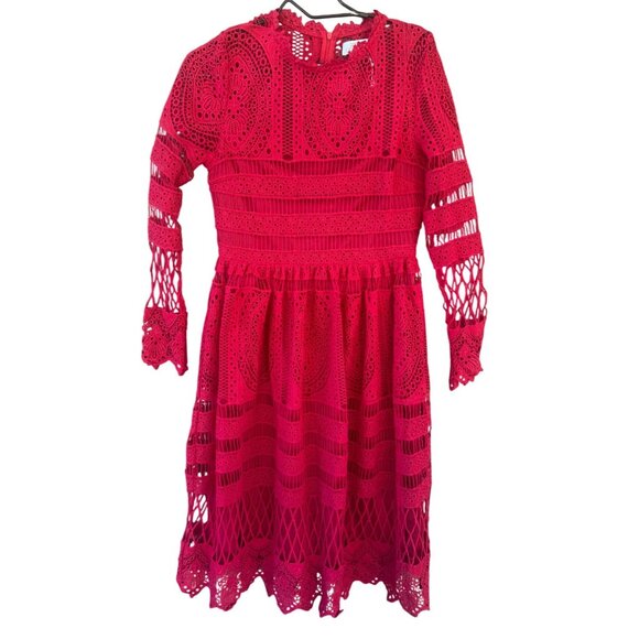 Boohoo Occasion Red Lace Dress Womens UK 12 US 8 - Picture 4 of 12